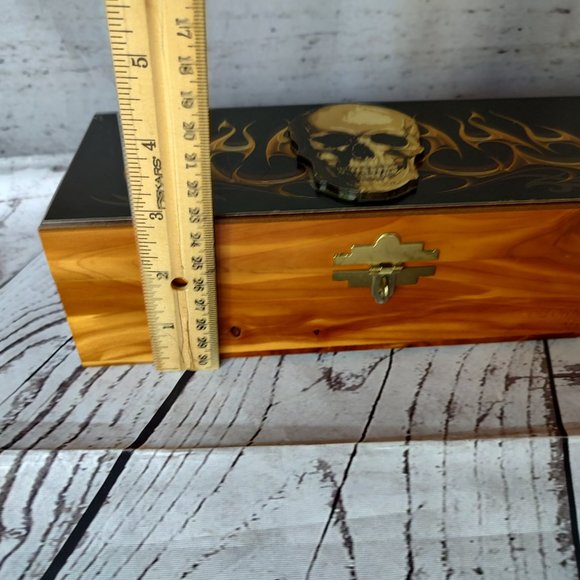 Skull And Fire Wooden Cedar Box - Picture 10 of 10